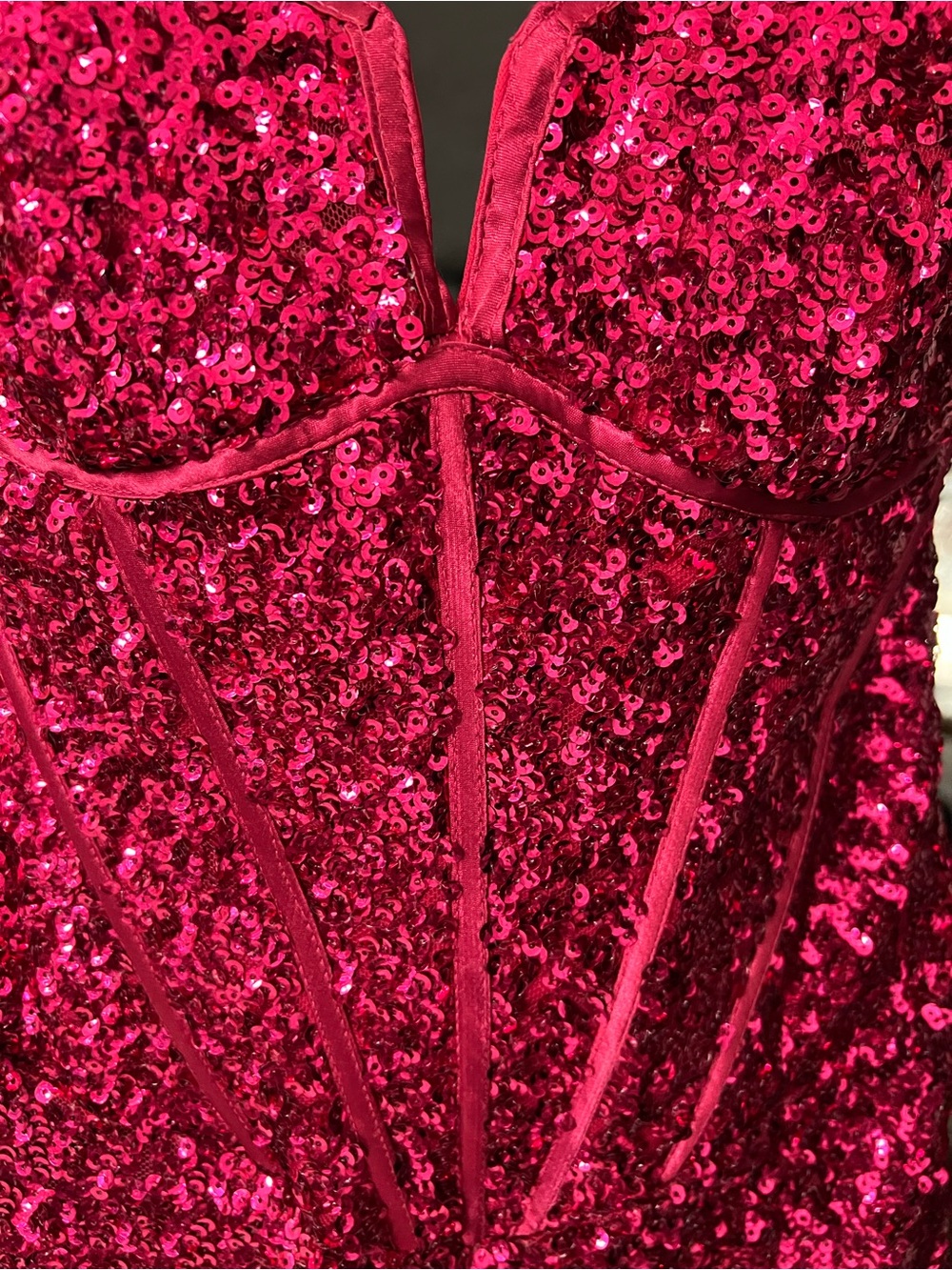 NWT Jovani 25957 Raspberry Sequin Strapless Corset Mini Dress Size 6 Prom HOCO - Picture 2 of 12
